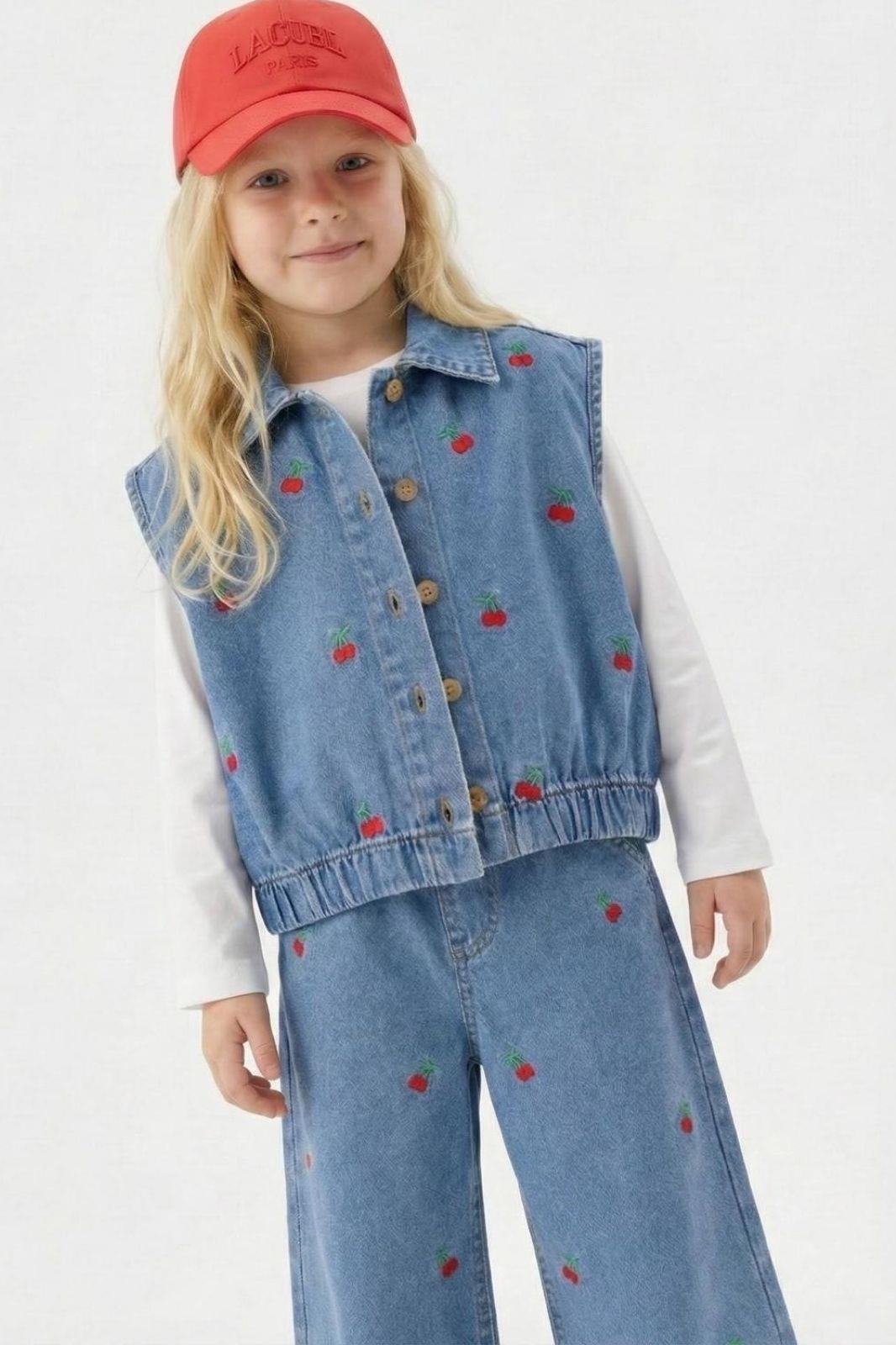 CHERRY NAKIŞLI DENİM TAKIM