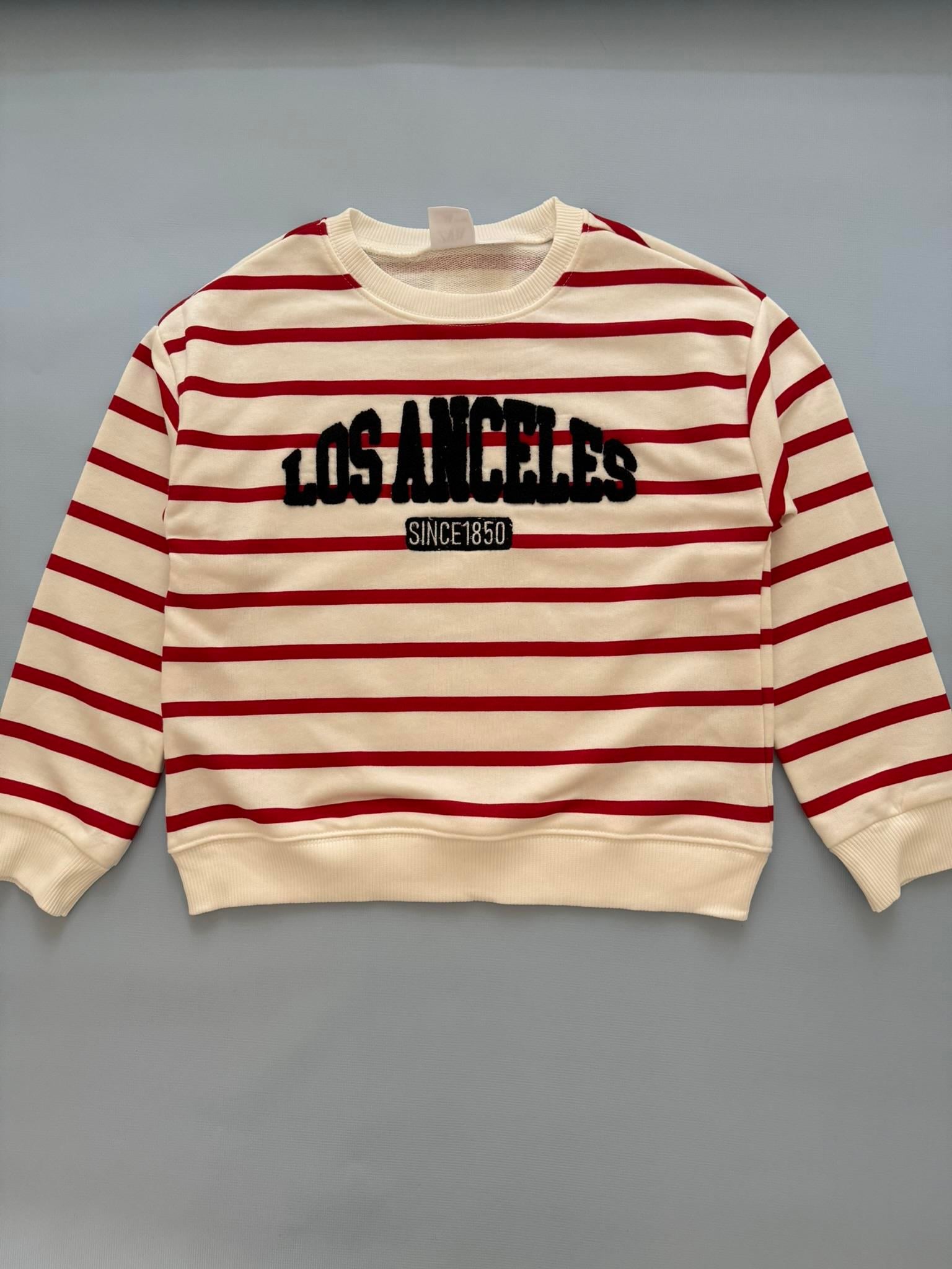 ÇİZGİLİ LOS ANGELES SWEATSHIRT (KIRMIZI)