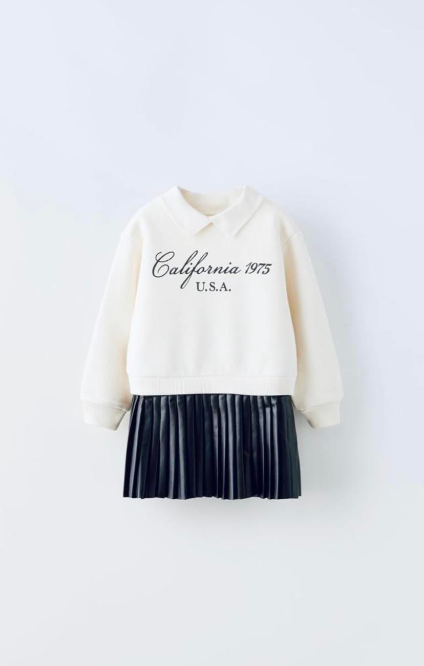 Deri Etek Detaylı Elbise