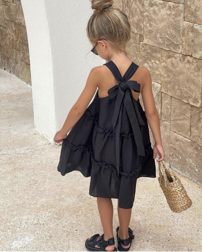 Fırfırlı Keten Elbise