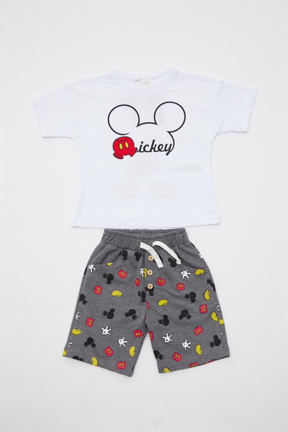 Gri Şortlu Mickey Takım