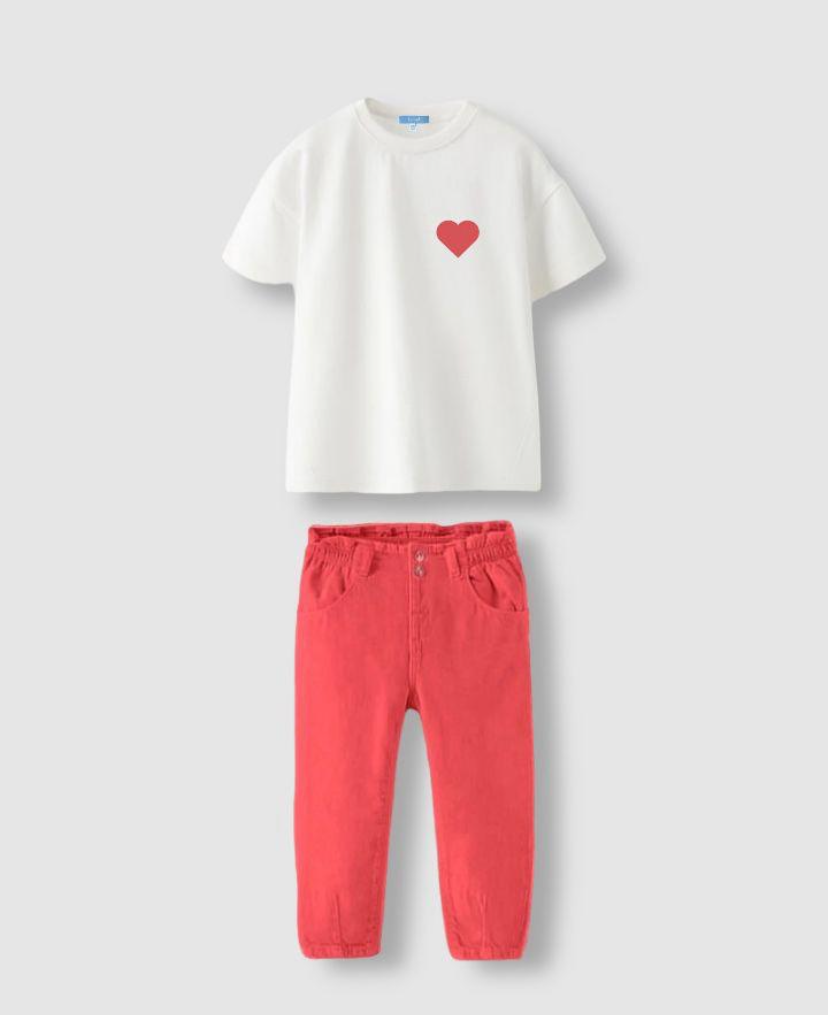 Kabartma Kalpli Tshirt Pantolon Takım