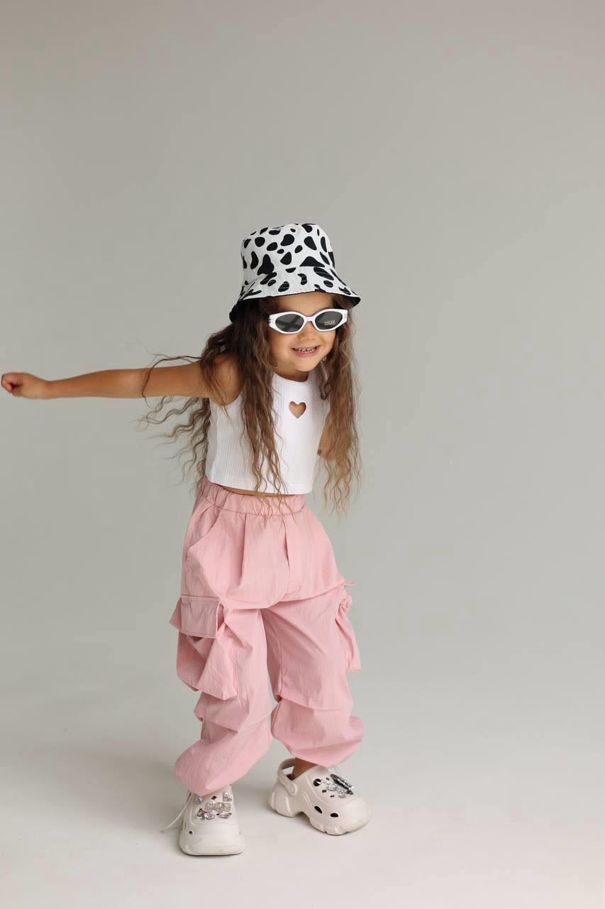 LA'CIEL KALP DETAYLI CROP BLUZ PARAŞÜT PANTOLON TAKIM