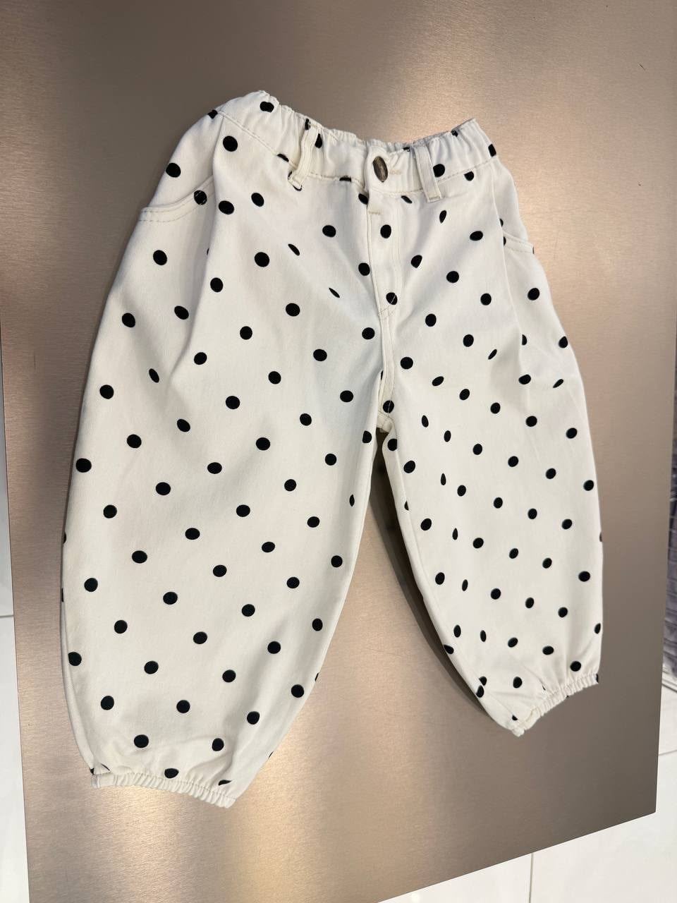 LA'CIEL PARİS  BEYAZ PUANTİYELİ BALLOON JEAN 