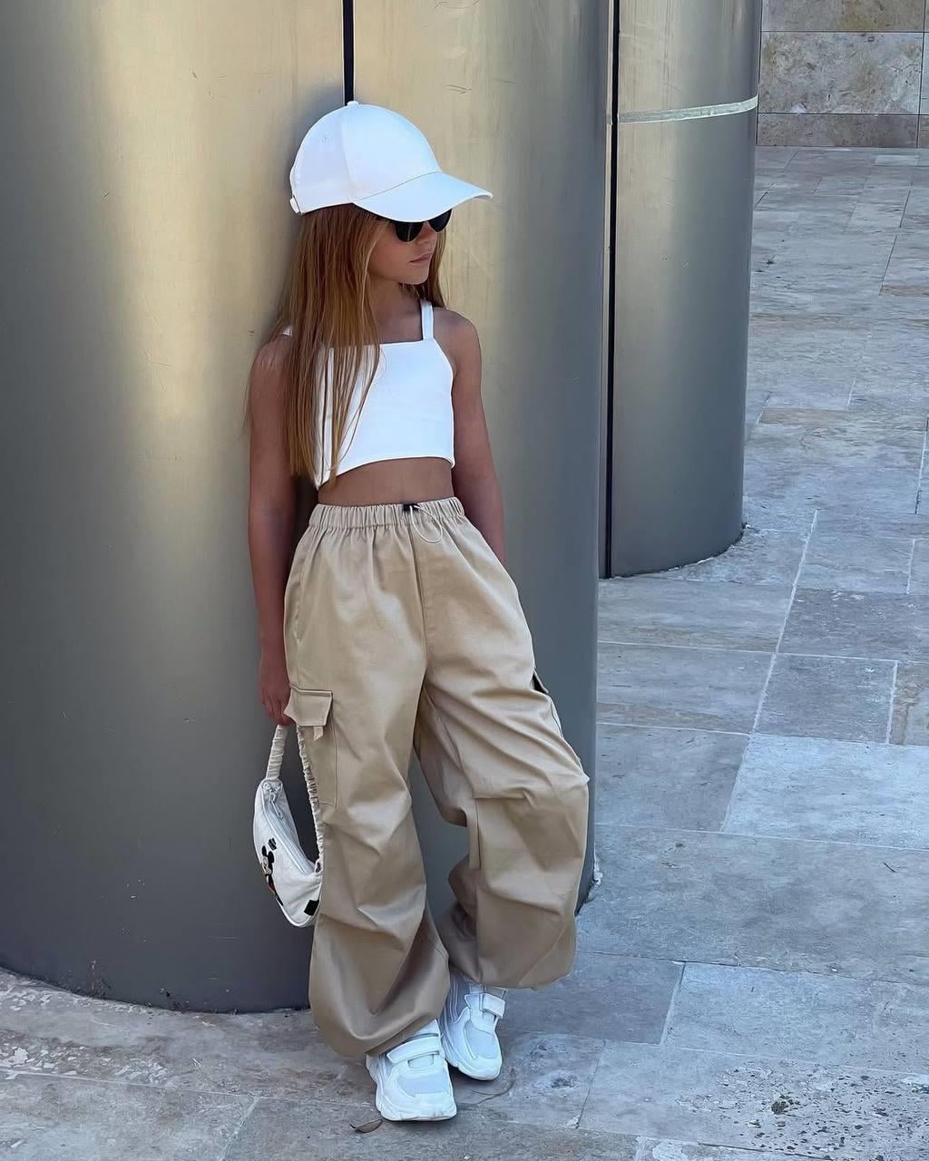 LA'CIEL PARİS CROP BLUZ PARAŞÜT PANTOLON TAKIM
