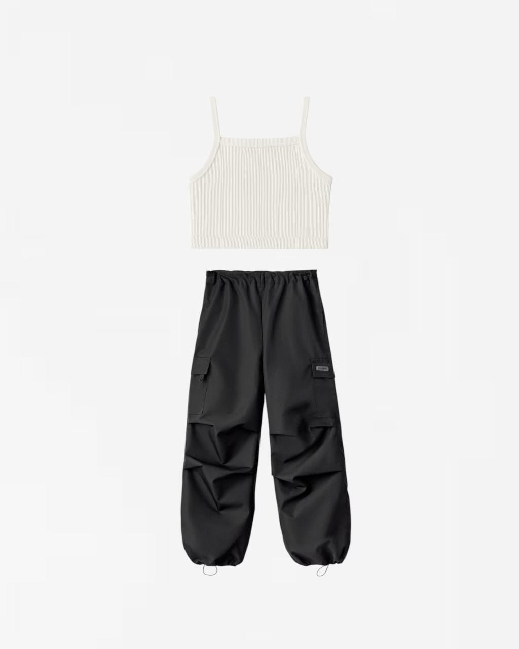 LA'CIEL PARİS CROP BLUZ PARAŞÜT PANTOLON TAKIM (7-14 YAŞ ARASI)