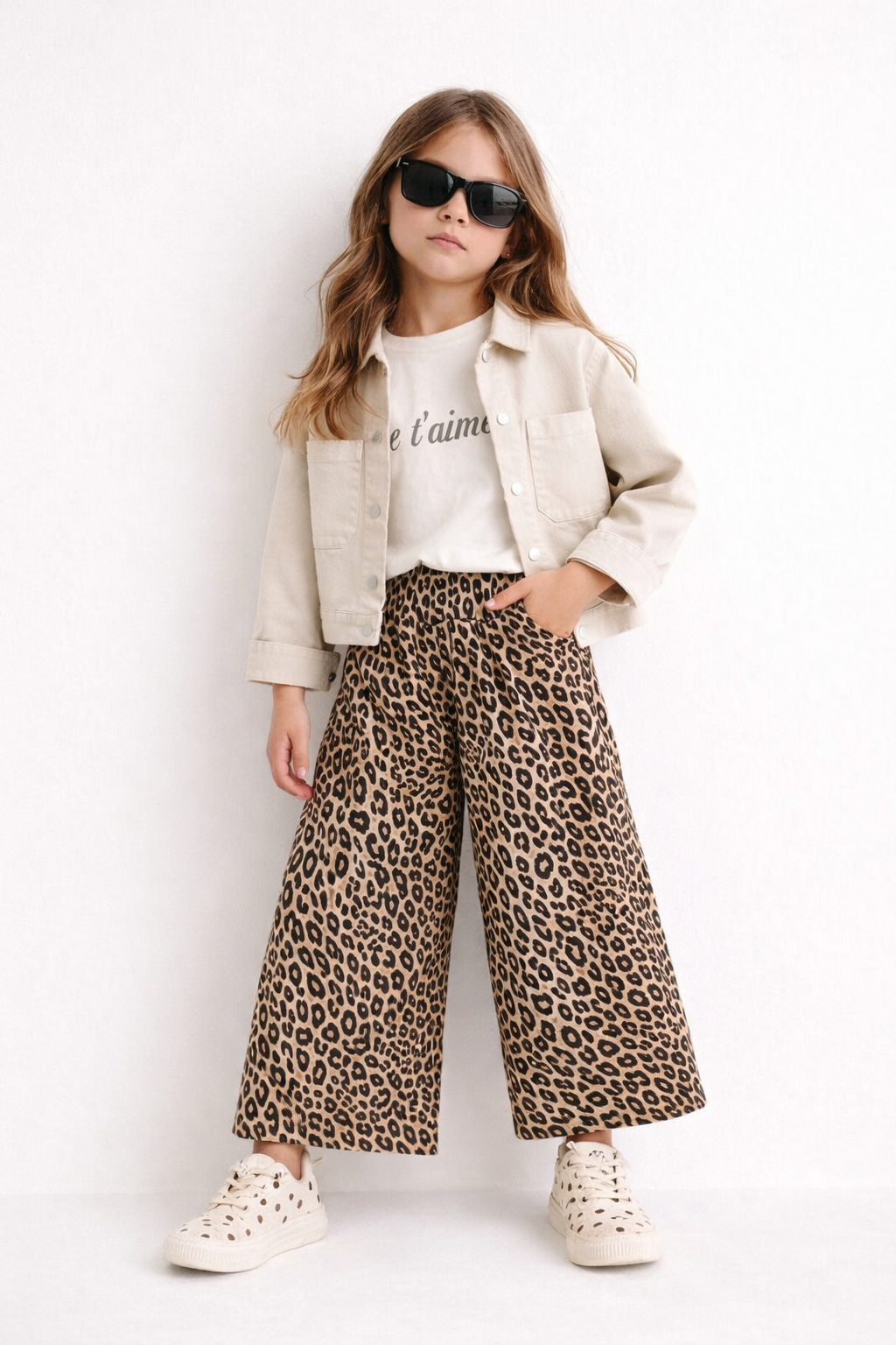 LEOPAR WIDE LEG PANTOLON CEKET TSHIRT 3LÜ TAKIM