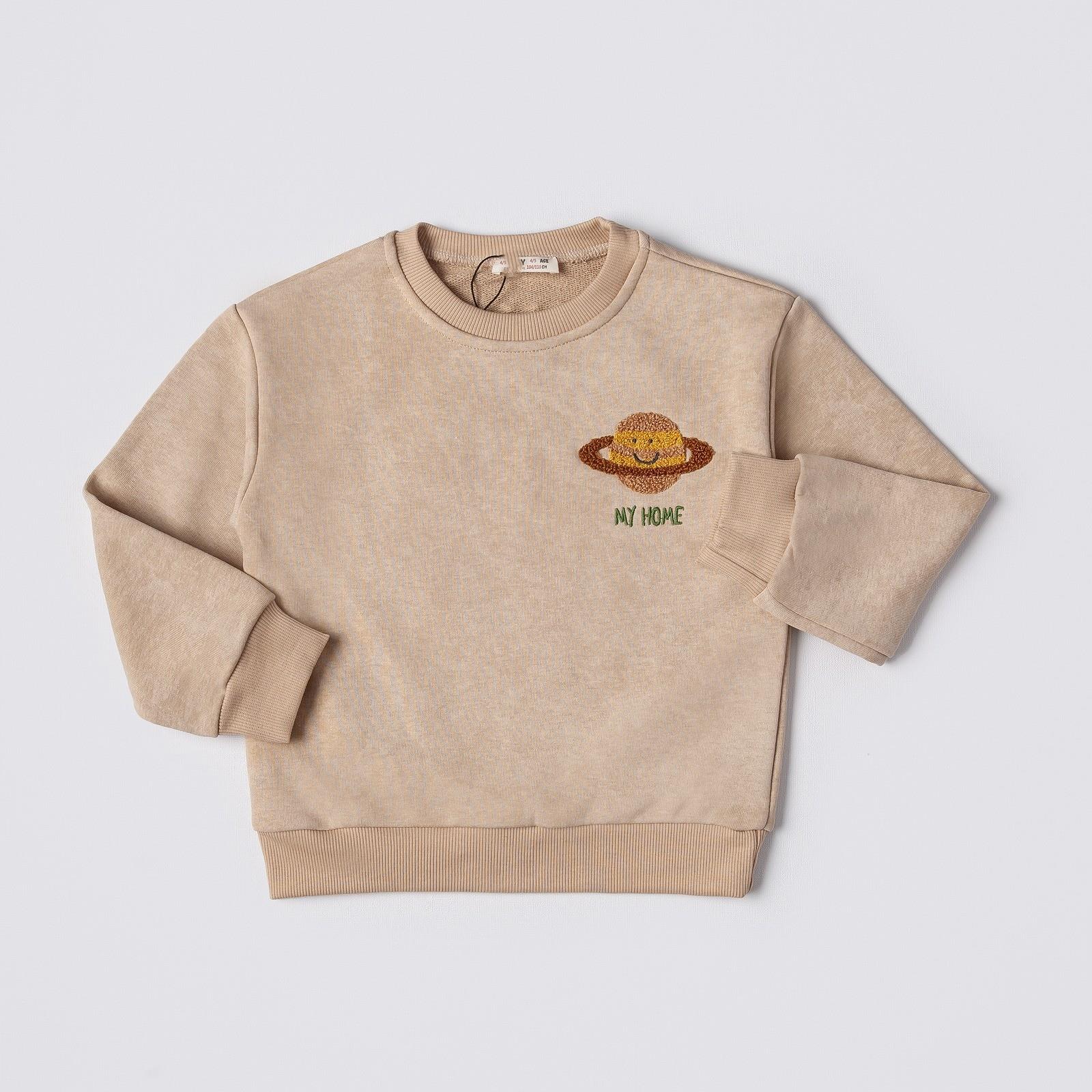 SPACE İŞLEMELİ NUBUK GÖRÜNÜMLÜ SWEATSHIRT (bej)