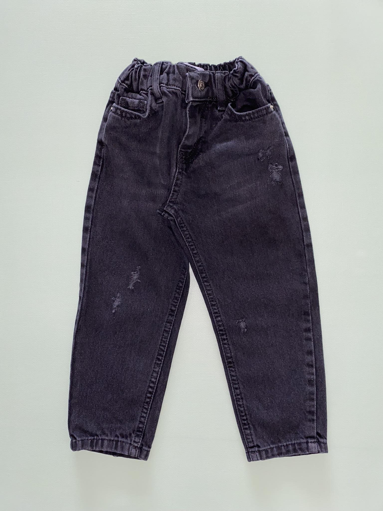 Unisex Siyah Mom Jean