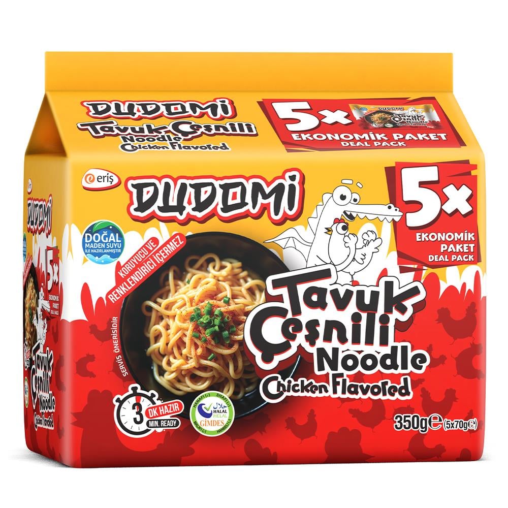 Dudomi Tavuk Çeşnili Noodle 5'li Poşet 5x70 Gr.