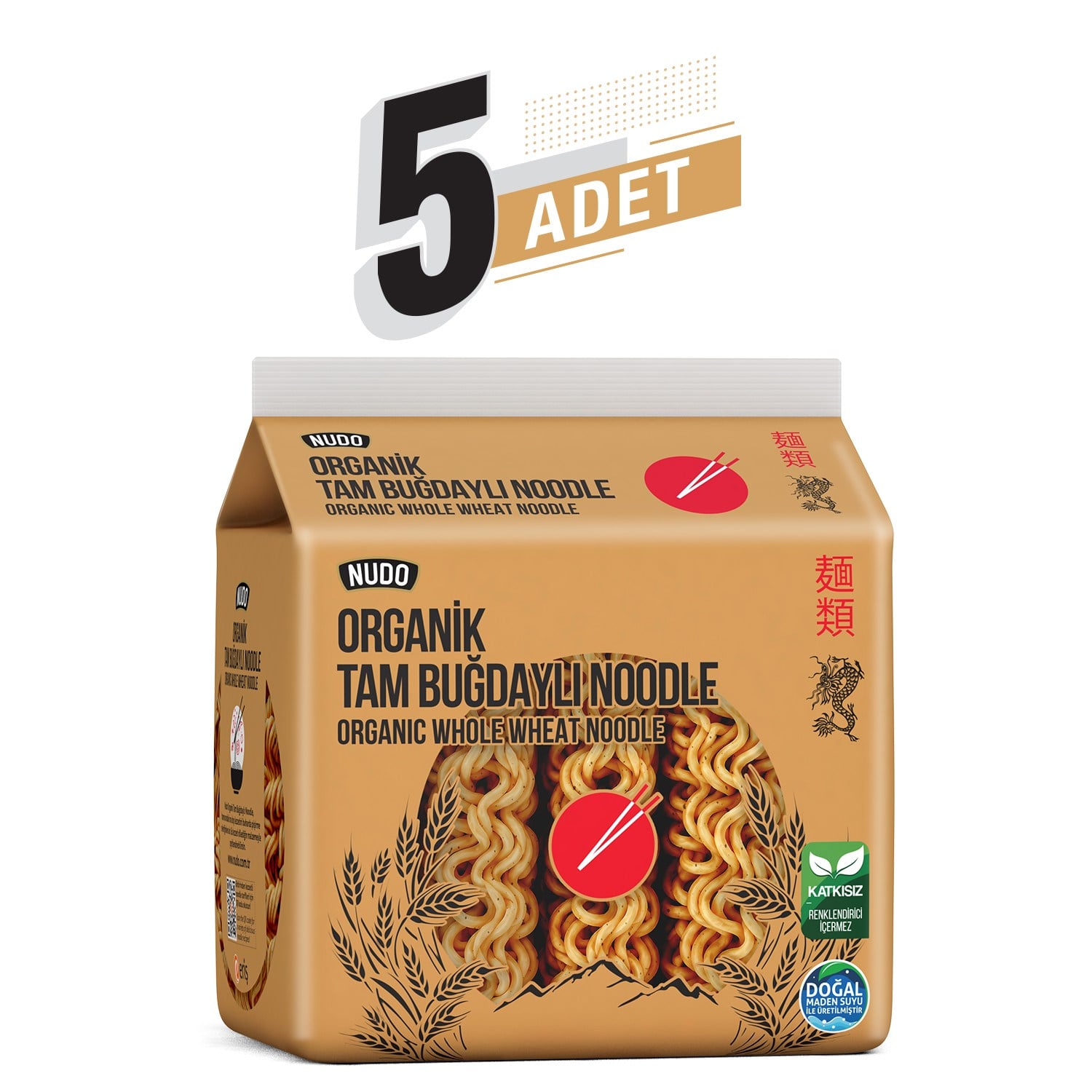Nudo Organik Tam Buğdaylı  Noodle 300 gr 5'li koli