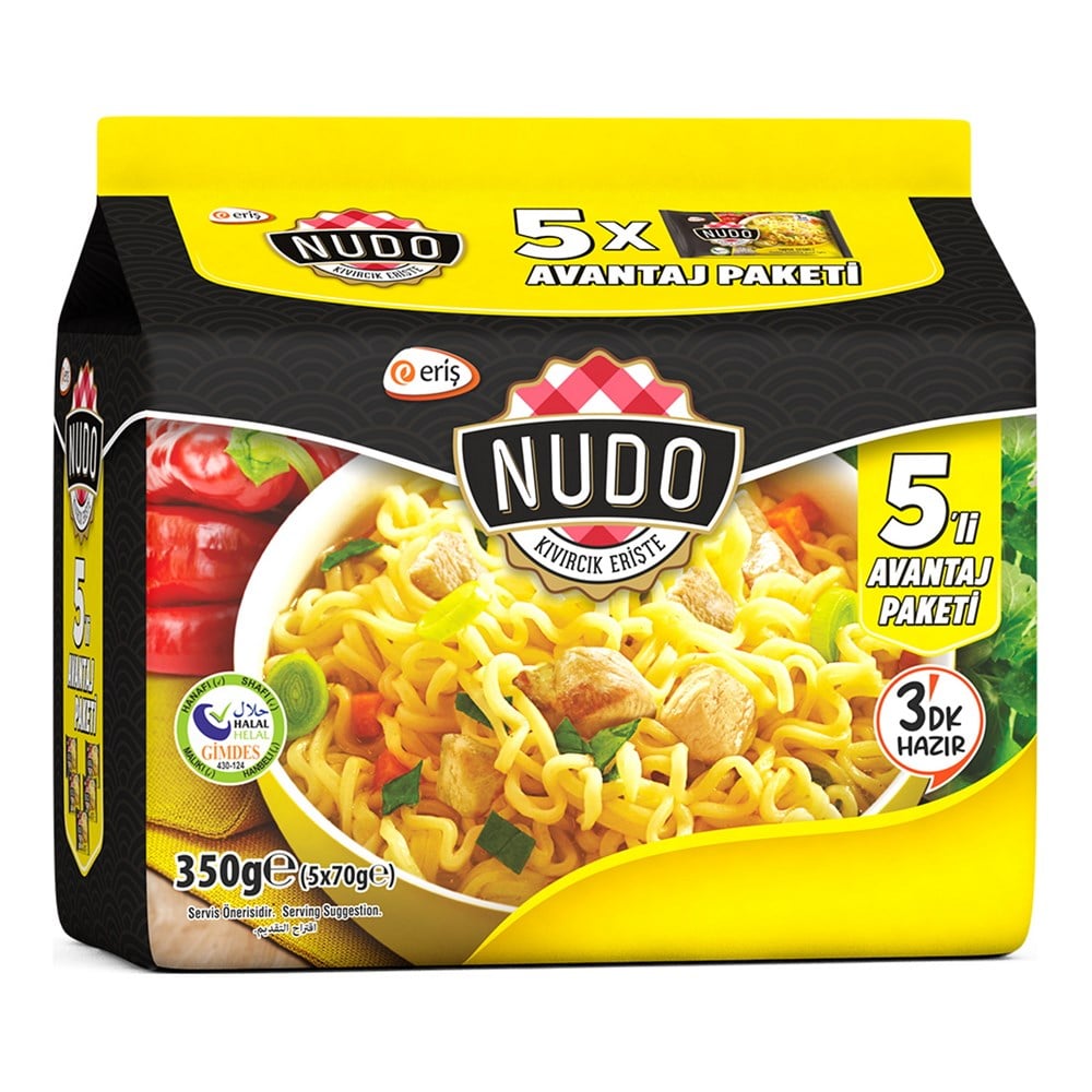 Nudo Tavuk Çeşnili Noodle 5'li Poşet 5x70 Gr.