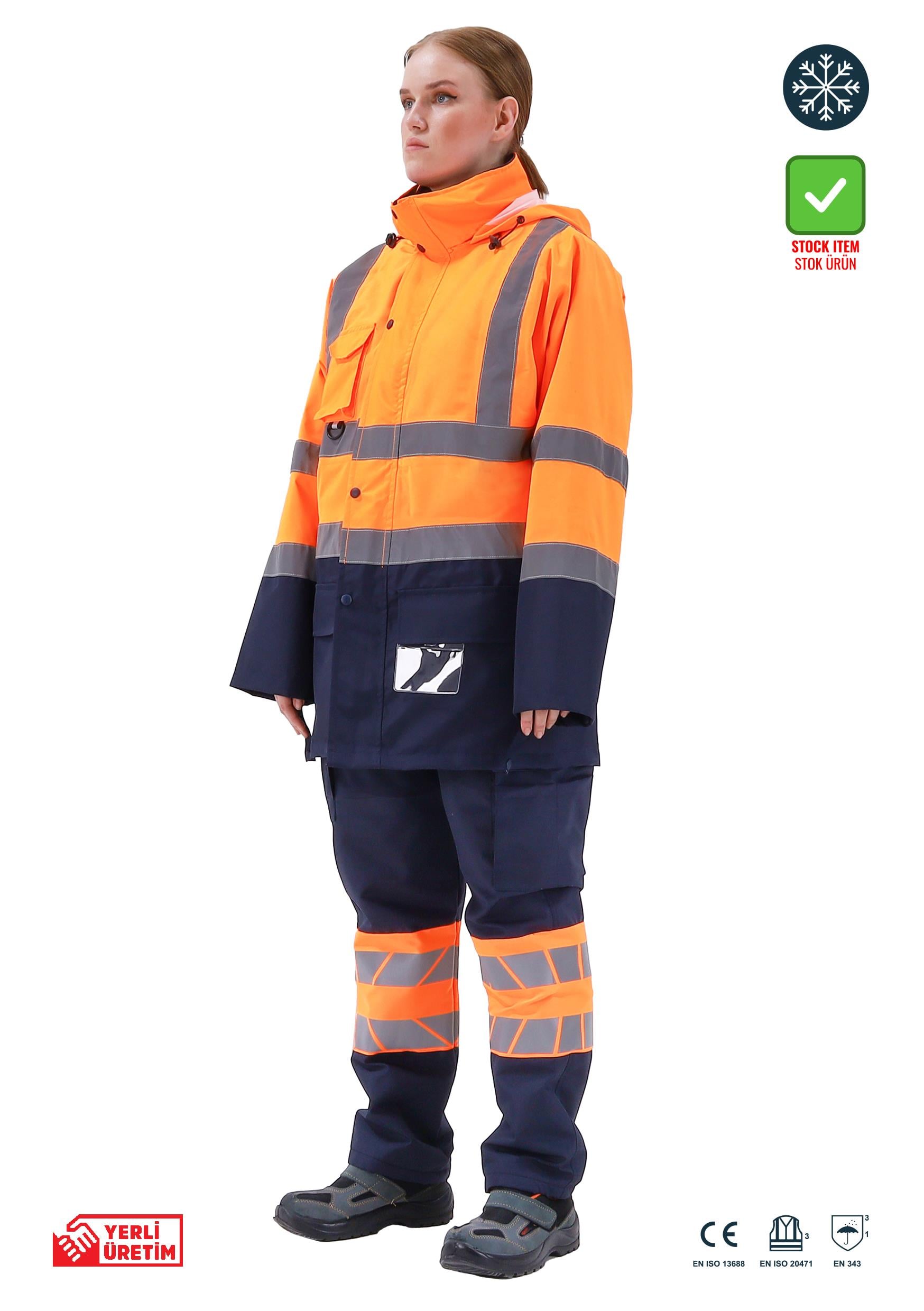 Alaska Hi-Vis 5 in 1 Parka Neon Turuncu - Lacivert
