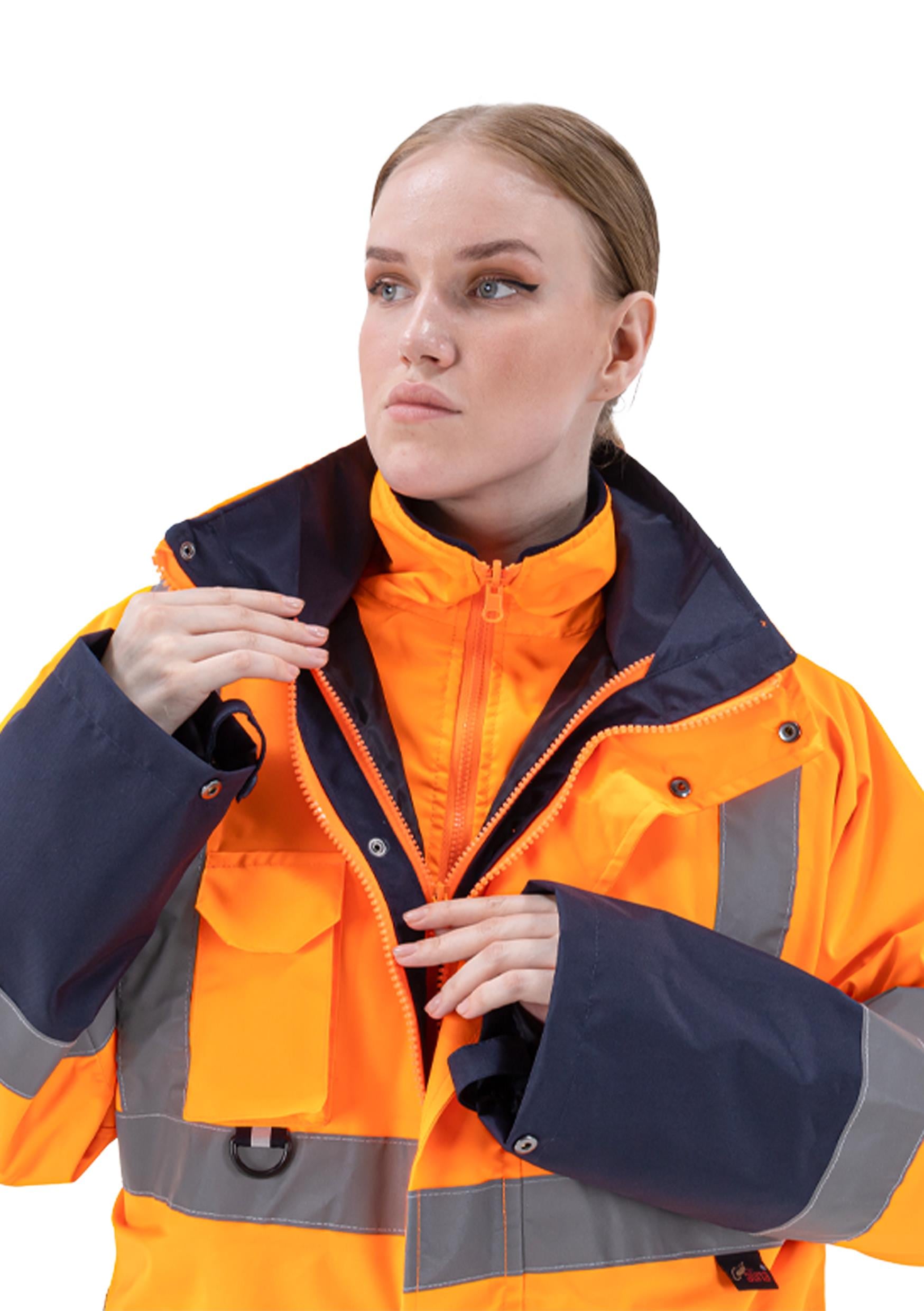 Alaska Hi-Vis 5 in 1 Parka Neon Turuncu - Lacivert