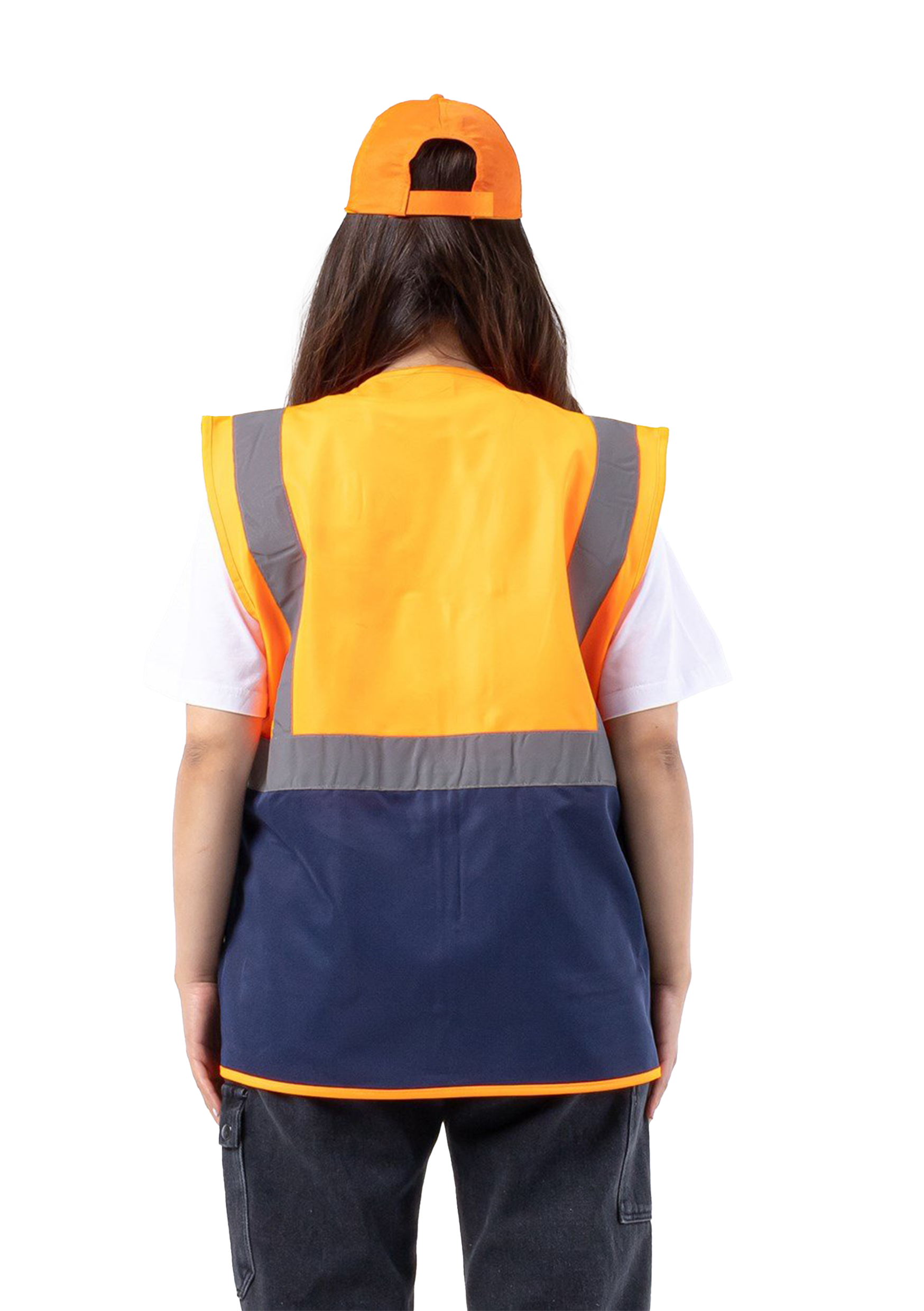 Alaska Hi-Vis Engineer Vest Neon Orange - Navy Blue