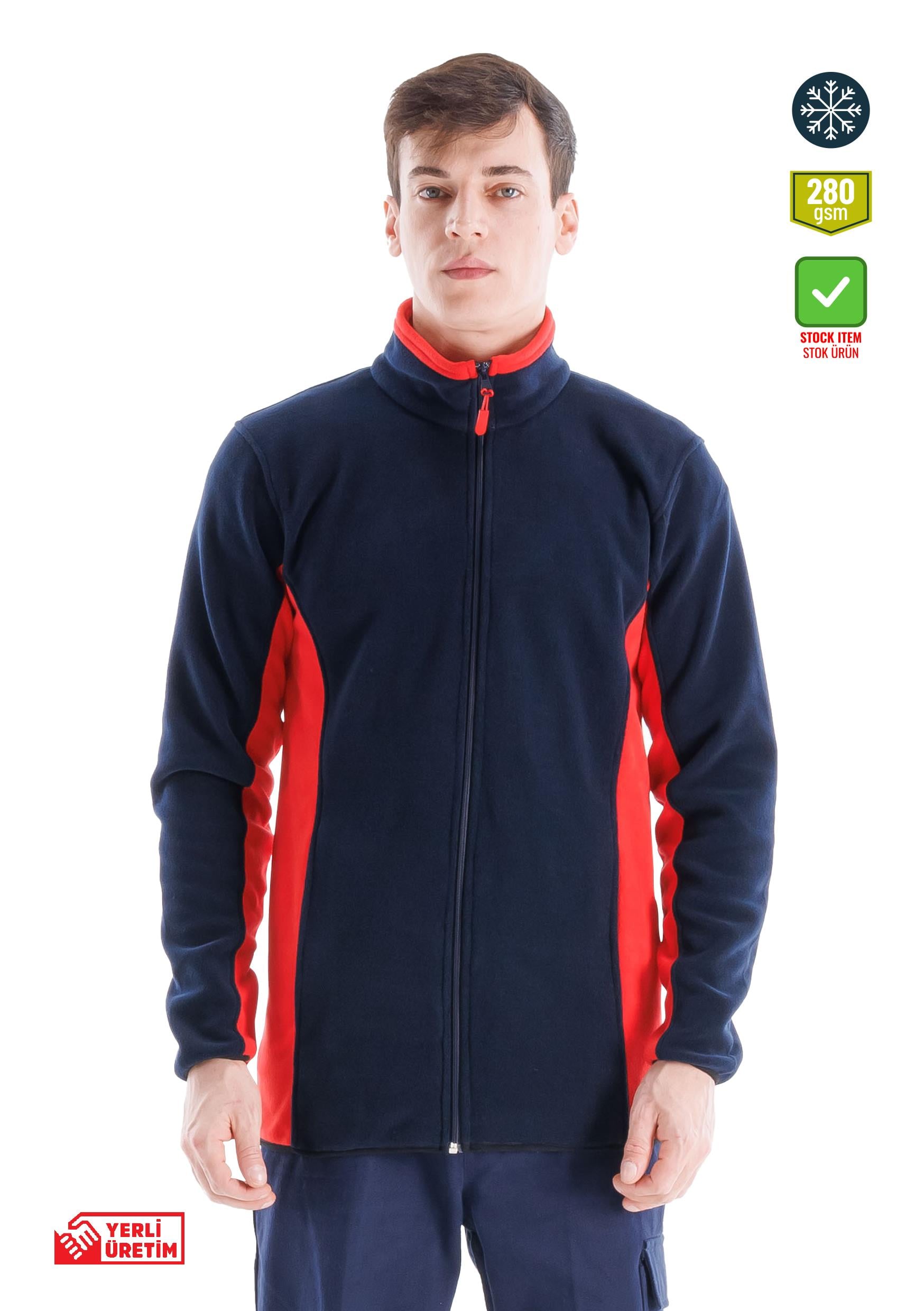 Alp Fleece Jacket Navy Blue - Red 