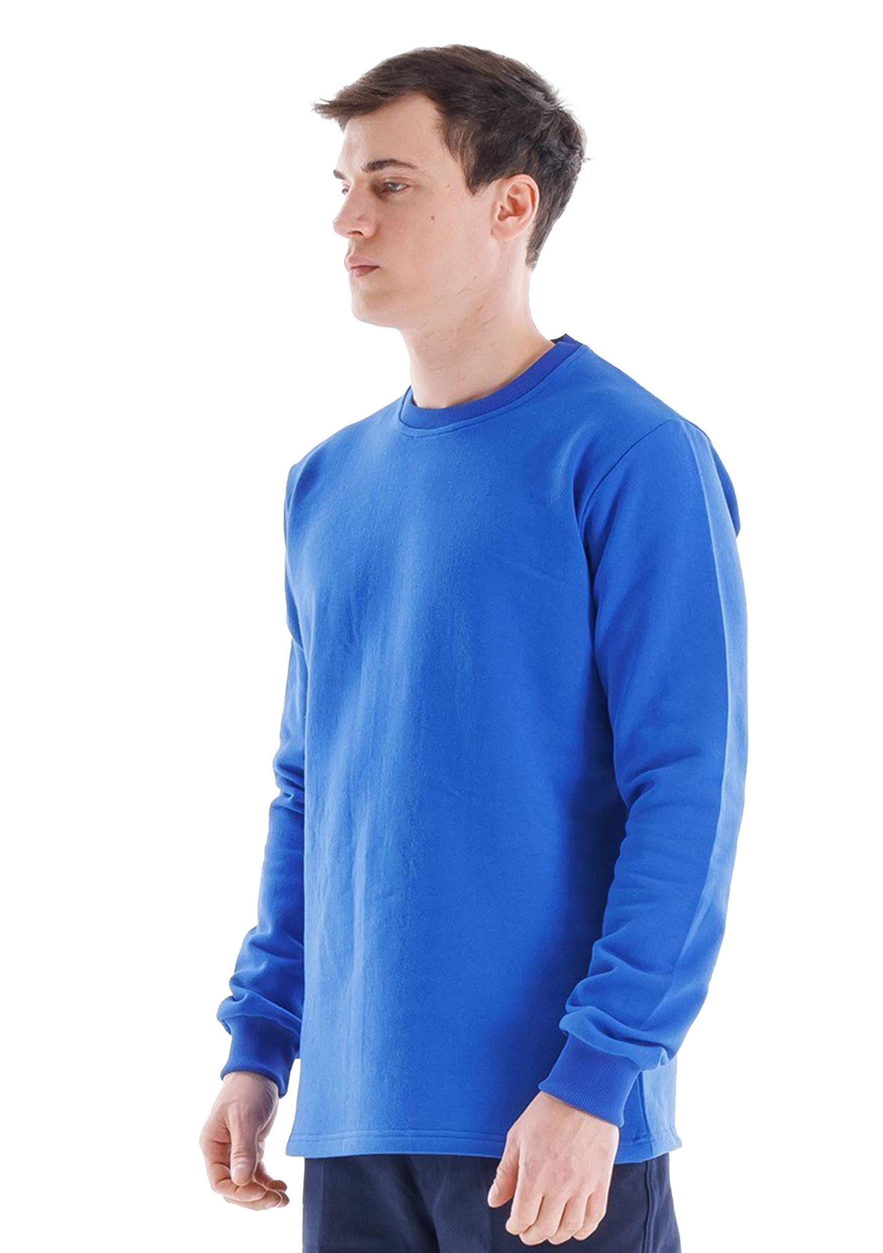 Regular Bisiklet Yaka Sweatshirt Saks Mavi
