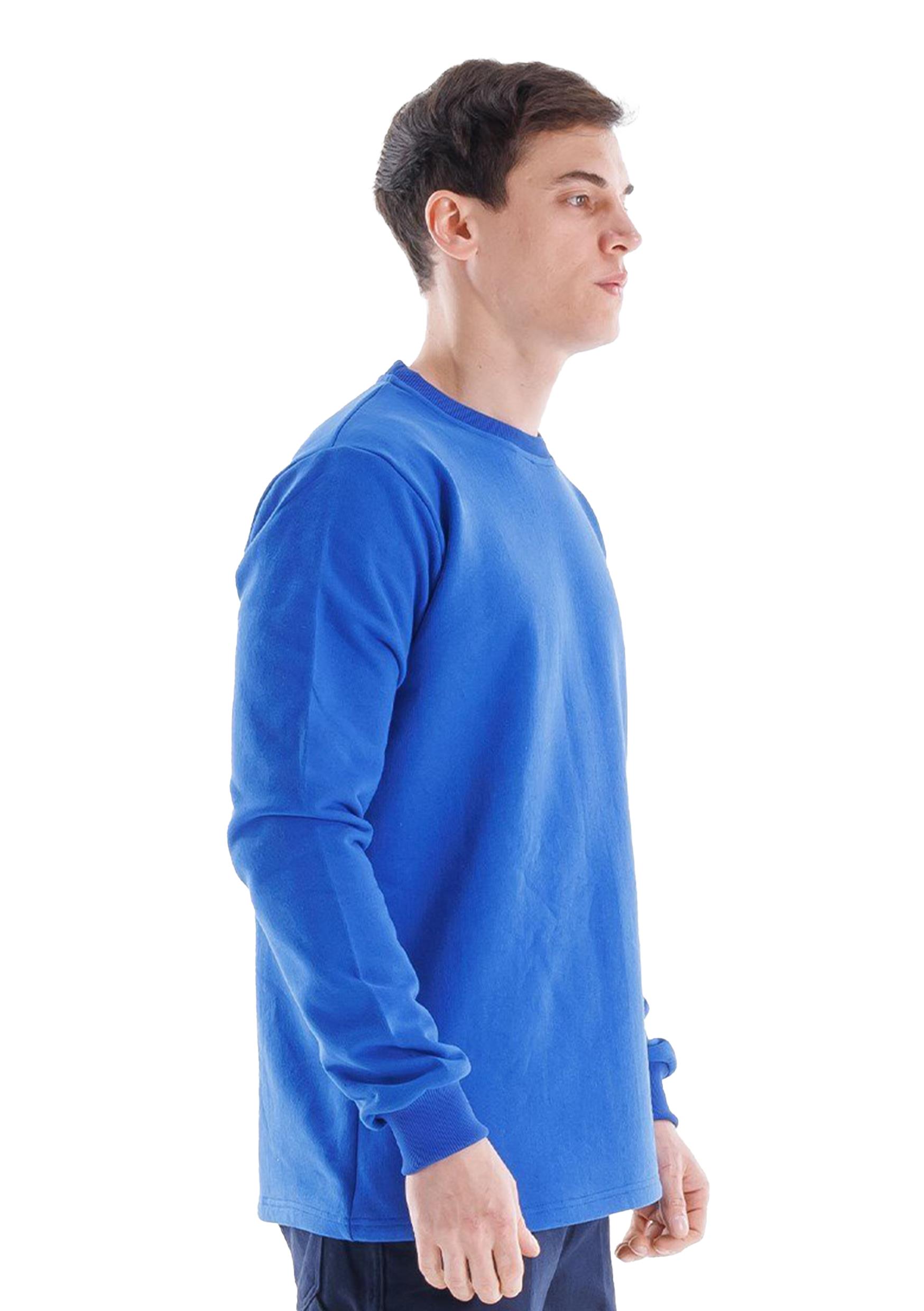 Regular Bisiklet Yaka Sweatshirt Saks Mavi