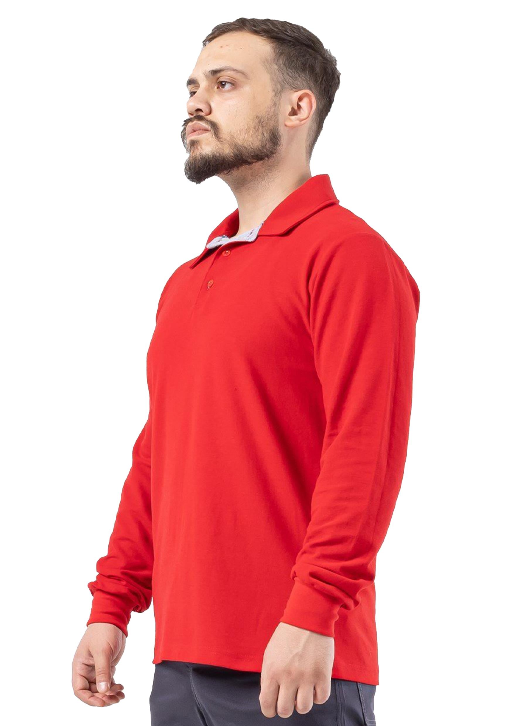 Regular Polo Pike Uzun Kol T-Shirt Kırmızı