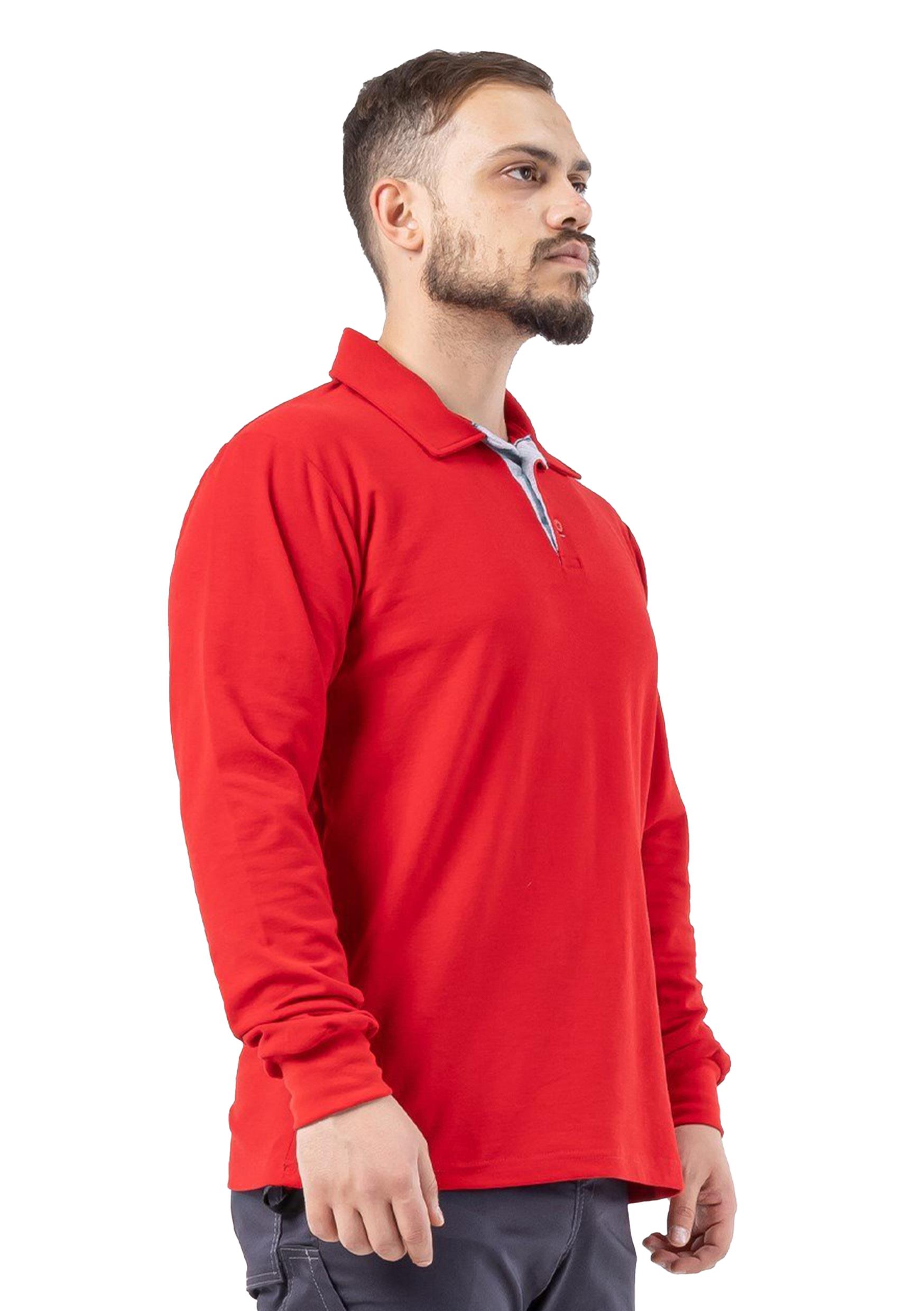 Regular Polo Pike Uzun Kol T-Shirt Kırmızı