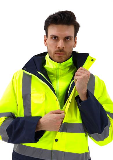 Alaska Hi-Vis 5 in 1 Parka Neon Sarı - Lacivert