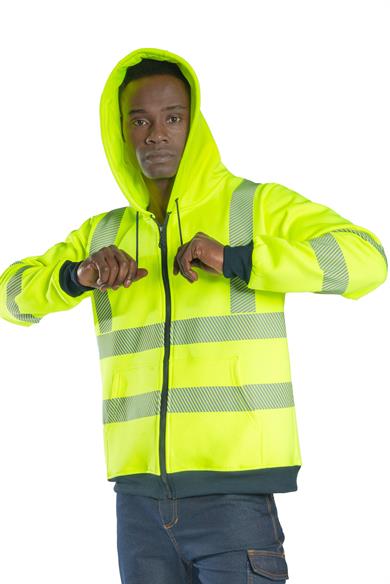 Alaska Hi-Vis Fermuarlı Kapüşonlu Sweatshirt Neon Sarı
