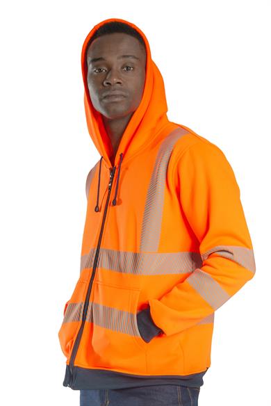 Alaska Hi-Vis Fermuarlı Kapüşonlu Sweatshirt Neon Turuncu