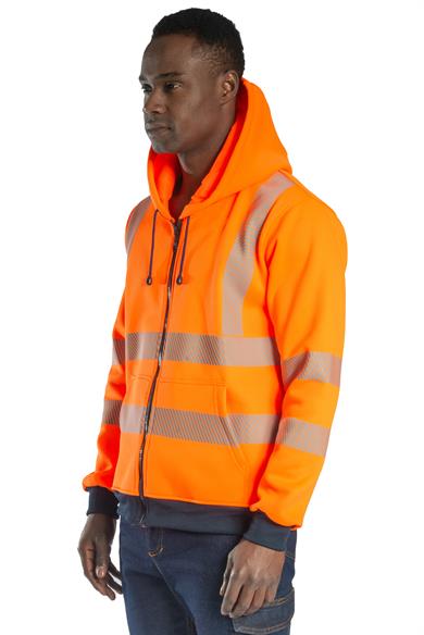 Alaska Hi-Vis Fermuarlı Kapüşonlu Sweatshirt Neon Turuncu