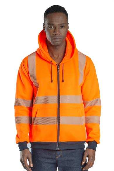 Alaska Hi-Vis Fermuarlı Kapüşonlu Sweatshirt Neon Turuncu