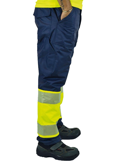 Alaska Hi-Vis Kapitoneli Pantolon Lacivert - Neon Sarı