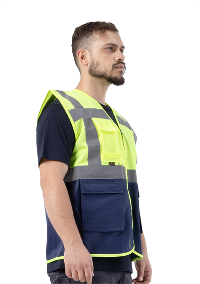 Alaska Hi-Vis Mühendis Yeleği Neon Sarı - Lacivert