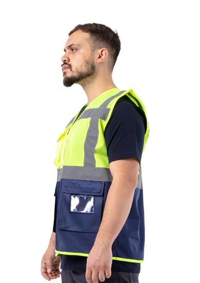 Alaska Hi-Vis Mühendis Yeleği Neon Sarı - Lacivert
