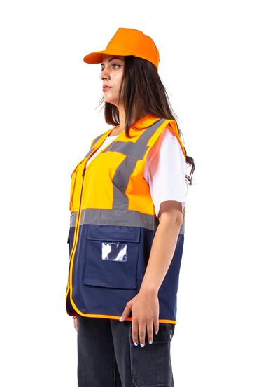 Alaska Hi-Vis Mühendis Yeleği Neon Turuncu - Lacivert