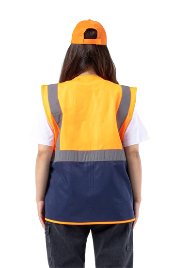 Alaska Hi-Vis Mühendis Yeleği Neon Turuncu - Lacivert