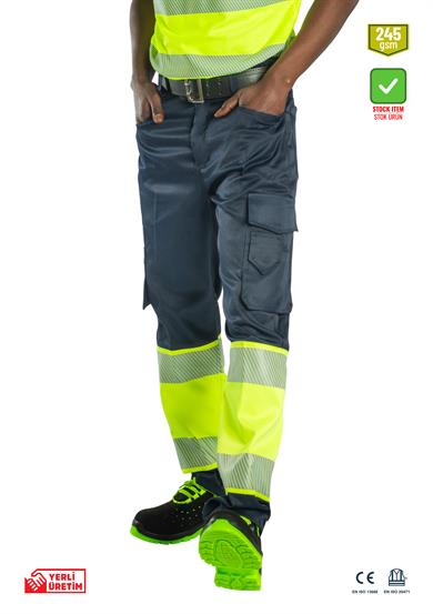 Alaska Hi-Vis Pantolon Lacivert - Neon Sarı