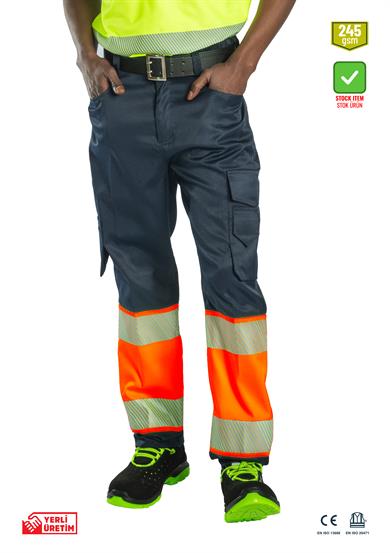 Alaska Hi-Vis Pantolon Lacivert - Neon Turuncu 