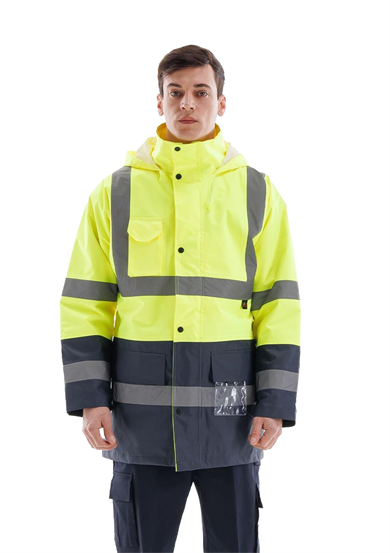 Alaska Hi-Vis Parka Neon Sarı - Lacivert 