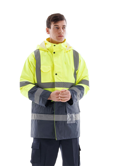 Alaska Hi-Vis Parka Neon Sarı - Lacivert 
