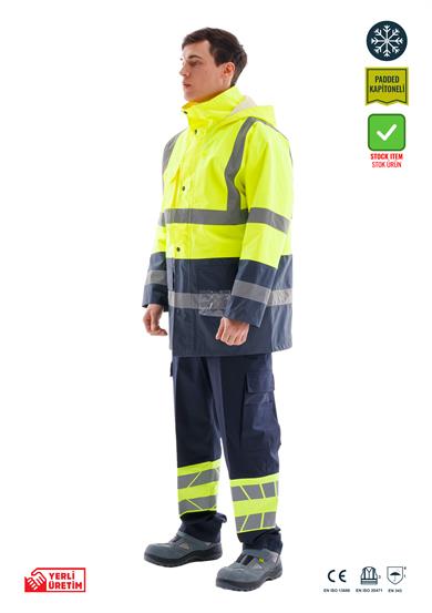 Alaska Hi-Vis Parka Neon Sarı - Lacivert 