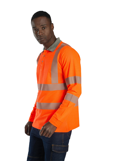 Alaska Hi-Vis Uzun Kollu Polo T-Shirt Neon Turuncu