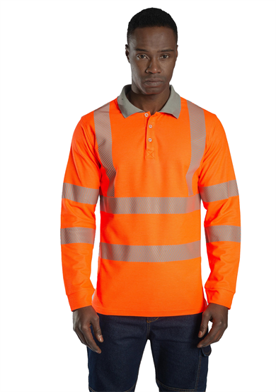 Alaska Hi-Vis Uzun Kollu Polo T-Shirt Neon Turuncu