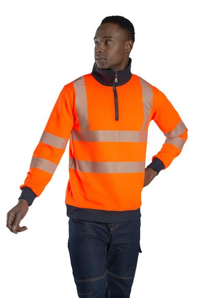 Alaska Hi-Vis Yarım Fermuarlı Sweatshirt Neon Turuncu