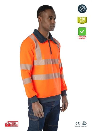 Alaska Hi-Vis Yarım Fermuarlı Sweatshirt Neon Turuncu