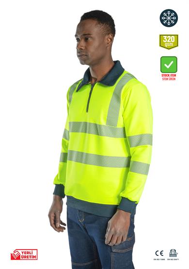 Alaska Hi-Vis Yarım Fermuarlı Sweatshirt Neon Sarı