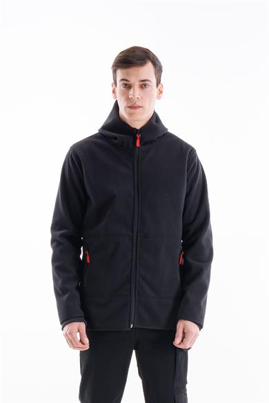 Eso Deep Polar Ceket Siyah - Kırmızı 