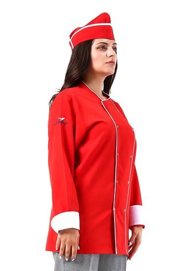 Klasik Aşçı Ceketi Kırmızı