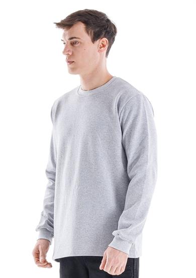 Regular Bisiklet Yaka Sweatshirt Gri