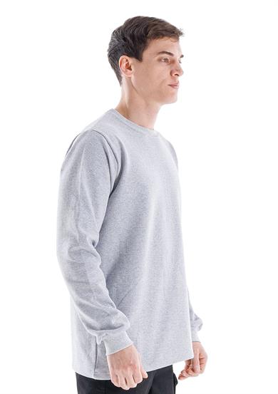 Regular Bisiklet Yaka Sweatshirt Gri