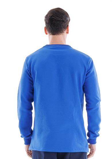 Regular Bisiklet Yaka Sweatshirt Saks Mavi
