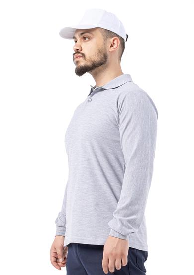 Regular Polo Pike Uzun Kol T-Shirt Gri